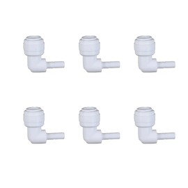 EZRODI White Push to Connect Plug In Elbow (6, Tube OD 3/8 in. to Stem OD 1/4 in.) Copper White