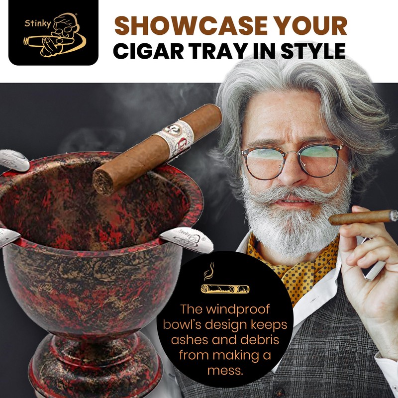 Stinky Cigar Tall Cigar Ashtray with 4 Stirrups for Indoor