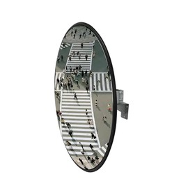 32" Outdoor Convex Security Mirror, PC Traffic Mirror Extends View Driveway Mirrors Wide Angle Curved with Adjustable Fixing Bracket for Parking,Factory,Driveway Road and More