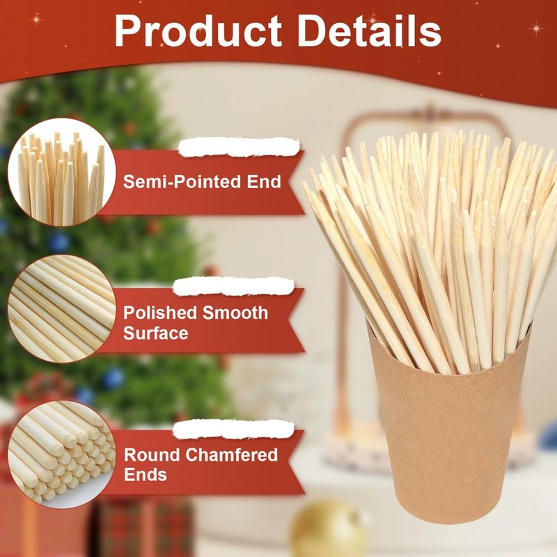 400 pcs Candy Apple Skewer Sticks, PEOUWNES 5mm 5.5 inch