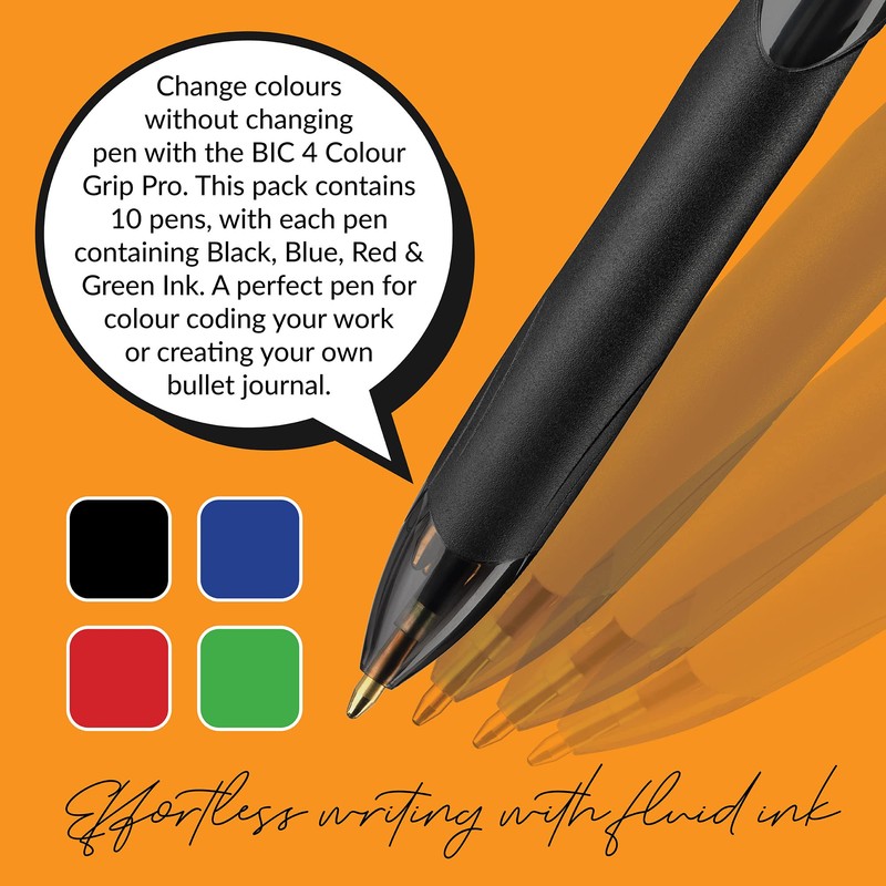 BIC 4 Colours Grip Pro Retractable Medium Point (1.0 mm)