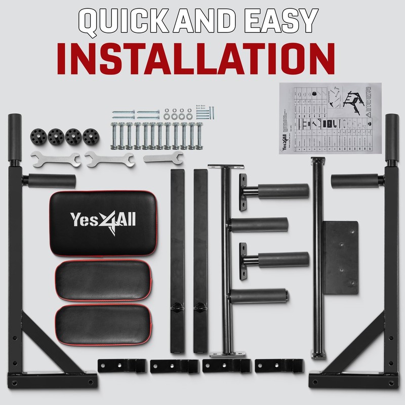Yes4All Multifunctional Wall Mounted Pull Up Bar Chin Up Bar