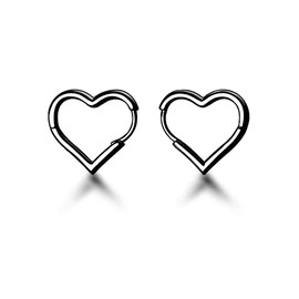 SLUYNZ 925 Sterling Silver 1.6CM Heart Hoop Earrings for Women Teens Sweet Love Heart Earrings Drop (D-Black Gold Plated)