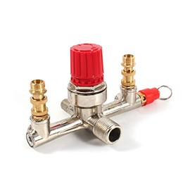 HURRISE Air Compressor Pressure Valve, Alloy Air Compressor Switch, Double Outlet Tube, Outlet, 1/4 Inch Connection, Fits Small Air Compressors