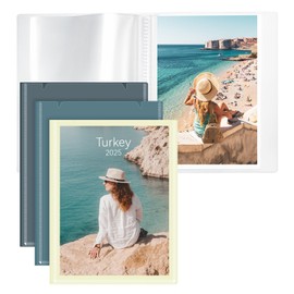 Vienrose Small Photo Album for 4x6 Pictures – 26 Pockets Holds 52 Photos, Customizable Plastic Covers, Morandi Color Memory Book, Wedding Travel Baby Gift – Navy + Gray Blue + Beige (Set of 3)