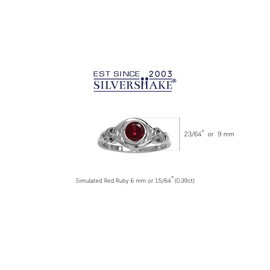 Silvershake Created Red Ruby White Gold Plated 925 Sterling Silver Celtic Knot Ring Size 9