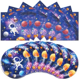 40Pcs Outer Space Birthday Party Supplies For 20 Guests - Outer Space Theme Plates And Napkins Baby Shower Decorations