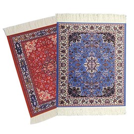 Alfombrilla para mouse con diseño de alfombra, paquete de 2 alfombras tejidas estilo bohemio para decoración de mesa