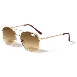 V.W.E. Classic Metal Tear Drop Reading Sunglasses - Integrated Bifocal - Outdoor Unisex Readers (Brown, 1.75, multiplier_x)