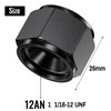 TRUCKMETER 2PCS 12AN Female Block Off Flare Cap Fitting, Black