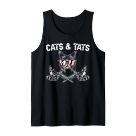 Cats And Tats Inking Tattoo Lover Tattooing Kitty Owner Tank Top