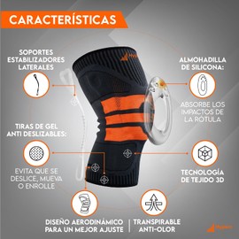 Hyperz - Rodillera Ortopedica de Compresión con Almohadilla para Banda Rotuliana Rodillera Deportiva, Rodillera para Meniscos, Soporte para Rodilla, Rodilleras Gym Voleibol, Basquetbol,Tenis, Pádel