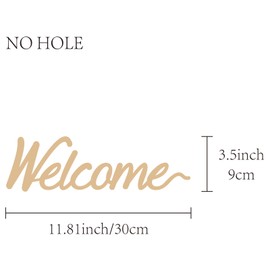 CREATCABIN Welcome Wooden Cutout Decorative Word Signs Unfinished Wood Letters Wall Sculpture Art Laser Cut Hanging Block Decor for Housewarming Door Wall Room Hotel Shop Decoration 12 x 3.5 inch