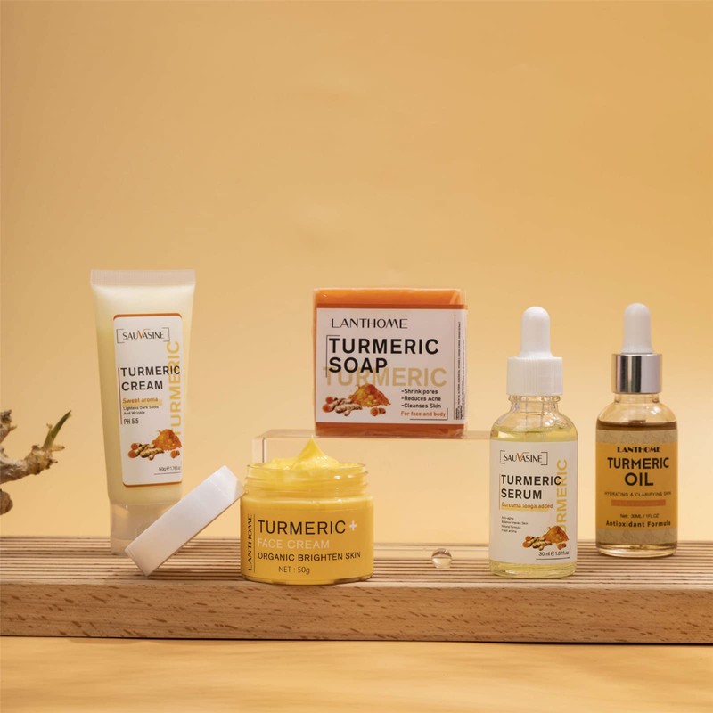 FantasyDay 5PCS Turmeric Skin Care Kit including Turmeric Cream, Turmeric