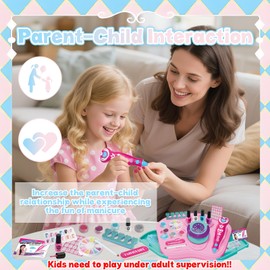 STAY GENT Girls' Nail Art Kit with Nail Dryer, Nail Glitter Pen, Washable Make Up Sets for Girls, Nail Studio, Decoration, Birthday, Pack of 20