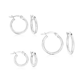 Ross-Simons Sterling Silver Jewelry Set: 3 Pairs Of Hoop Earrings