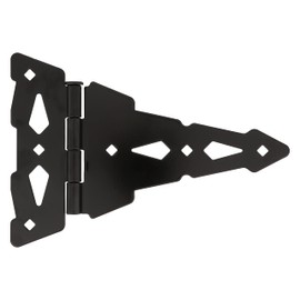 Heavy Duty 8" Decorative, Contemporary T Hinges - Gate Hinges for Wooden Fences, Gate Hinges Heavy Duty, Ideal for DIY Home Improvement, Zinc Plated Steel, Removable Pin, Black