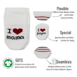 bistyle Organic Cotton Cute 0-3 Months Baby Socks I Love Mum + I Love Dad Baby Newborn Gift Baby First Equipment Newborn 3 Pairs, Mama und Papa