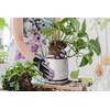 6 Inch Embossed Leaves Design Stoneware Planter Pot with Drainage