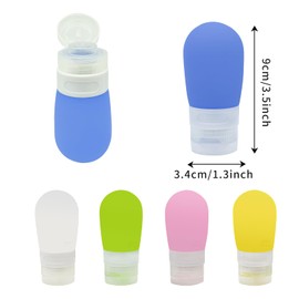 LuckyOpt Silikon Reiseflaschen, 5Pc 60ml Squeezy Reiseflaschen für Shampoo Conditioner Lotion, tragbare Reiseflaschen für Urlaub, Flugzeug, Reise (5)