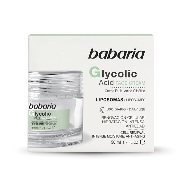 Babaria Crema Facial con Ácido Glicólico, Verde, 50 ml