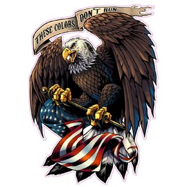 Nostalgia Decals American Eagle with Flag These Colors Don't Run 6" Decal
