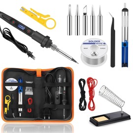 ChaneeHann Soldering Iron Set, Temperature Adjustable 180-500°C, 15-in-1 Soldering Iron with LCD Temperature Display, 80W Soldering Station for Beginners, Electronic Repair, DIY Projects