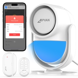 CPVAN Home Alarm System, 2.4G WiFi PIR Motion Sensor Alarm, Wireless DIY Smart Door/Window Alarm for Home Security with Phone APP Alert 3 Pieces Kit (PIR Alarm Hub,1 Door Sensors, 1 Remotes),White