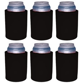 Blank Thick Foam Old School Can Cooler (6 Pack, Black)