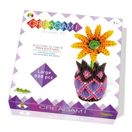 Creagami 3178739 Origami 3D Paper Sculpture Vase with Flowers, Craft Set for Adults and Children from 7 Years, 698 Pieces