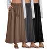Velvelhall 3 Pack Women’s Pleated Long Skirts A Line Elastic