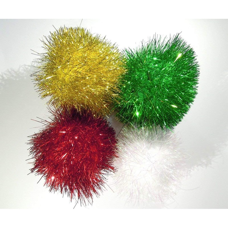 PETFAVORITES Bushy Sparkle Ball Cat Toy, Interactive Glitter Pom Pom