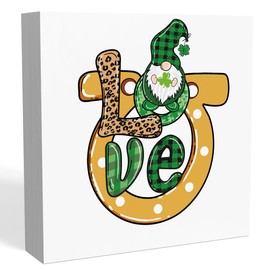 Rustic St Patrick's Day Office Desk Decor - Cute Follow the Rainbow St Patrick Wood Sign - Farmhouse St Patrick Tiered Tray Decoration - Cubicle Shelf Bathroom Decor for Women 5 x 5 in