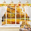 Autumn Window Photography Backdrop 7x5FT White Curtains Fall Forest Scene