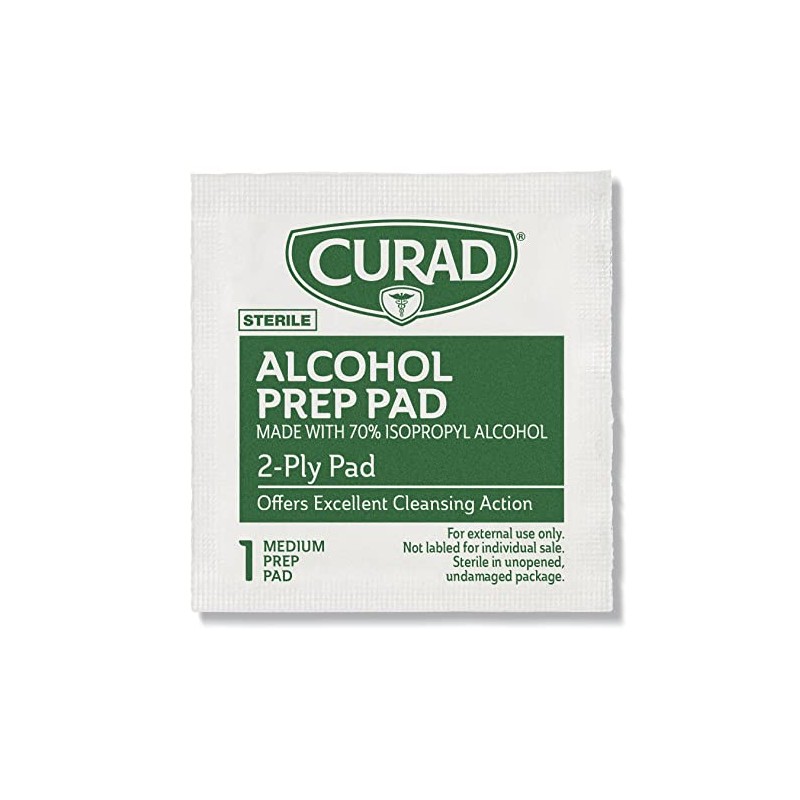 Curad Curad Alcohol Disinfectant Prep Pads, 2-ply, Medium Size, 200