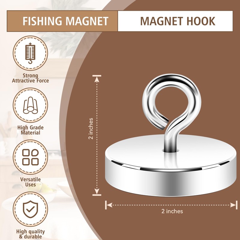 Neosmuk Silver Fishing Magnet Steel Tube Design,2.0inches Large,350lb