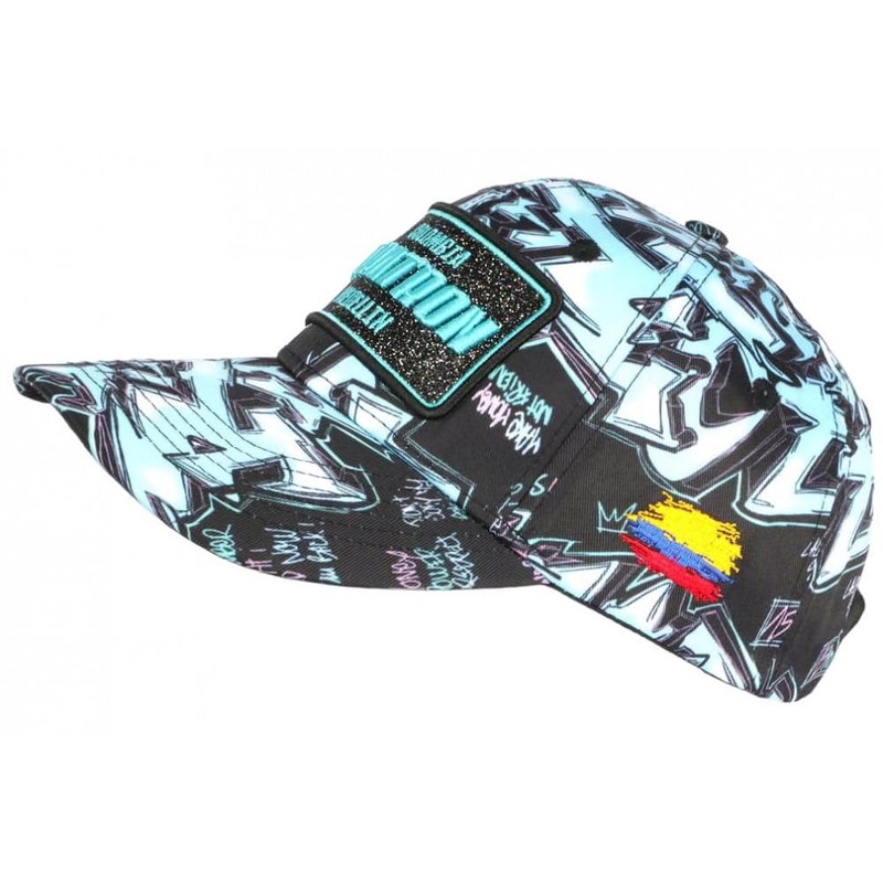 El Patron Cap Blue Turquoise and Black Rhinestone Streetwear Colombia