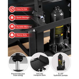 5 Ton Hydraulic Car Ramps, Adjustable 9.3-14 Inch Vehicle Lift r-Amps for Cars/SUVs/Trucks, Anti-Slip Steel Auto Repair r-Amps with Safety Chain Bolt, Garage Workshop Tools