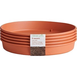 Clever Pots Easy Release Saucers, Earthenware, Terracotta, Medium/Large, 40 Units(8 packs of 5 plastic saucers)