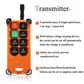 NEWTRY 8 Buttons Wireless Crane Remote Control 12V Industrial Channel Electric Lift Hoist Radio Switch Transmitter Receiver (A Transmitter + 12V Receiver)