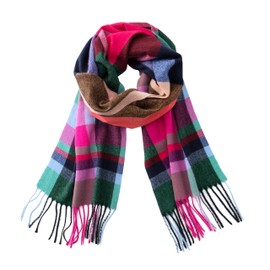 CALVIN & OLIVIA Ultra-Soft Winter Cashmere Feel Scarf Plaid Multi-Color Warm Long Unisex Winter Scarves Perfect Holiday Gift for Women Men Red Black Bold Strip Plaid
