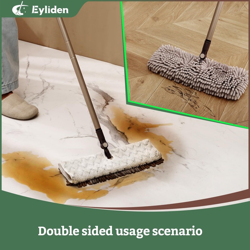 Eyliden Dual-Sided Flip Dust Mop - Microfiber Scrubbing & Chenille