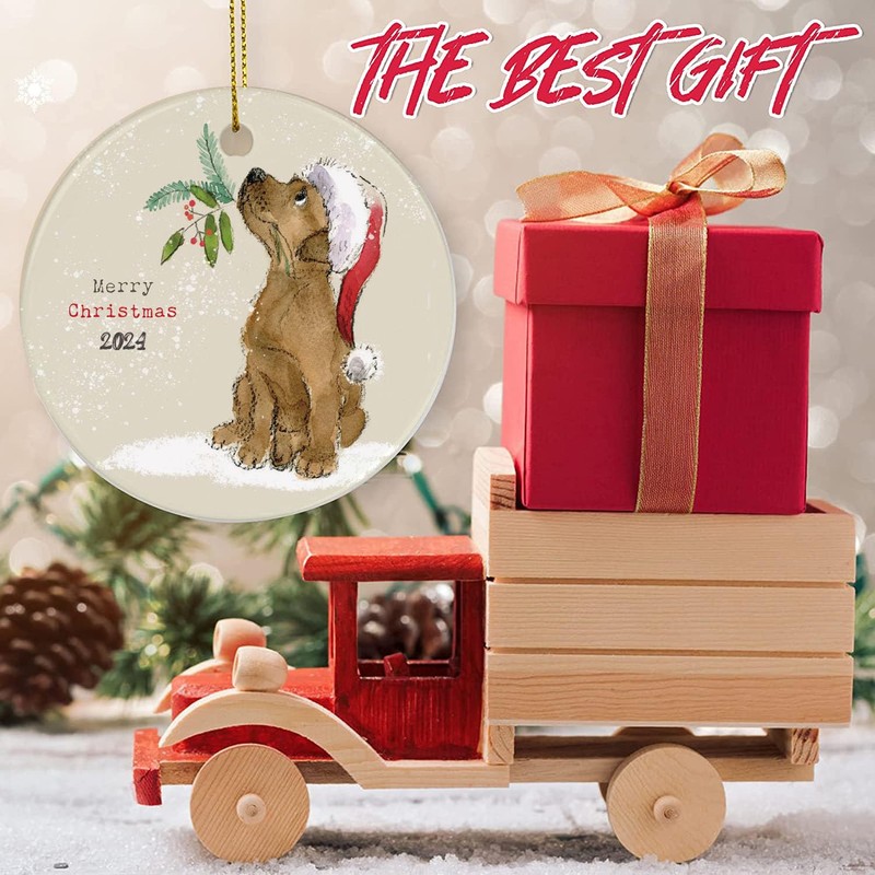 Cute Dog Christmas Ornament 2024, Christmas Keepsake for Friends Child,