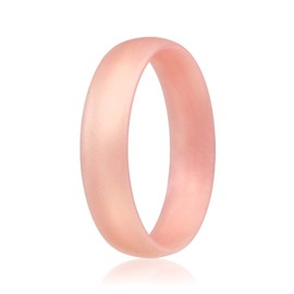 ROQ Silicone Rubber Wedding Ring for Men & Women, Comfort Fit, Men & Women's Wedding Band, Breathable Rubber Engagement Band, 6mm Wide 2mm Thick, Dome Solid Thin, Single, Rose Gold, Size 5