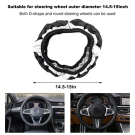 MTRPS Car Steering Wheel Cover, 15 Inches Anti-Slip Elastic Leather Steering Wheel Protector for Women Men, Breathable Wheel Wrap Cover Interior Decoration for Cars Trucks SUVs (White)