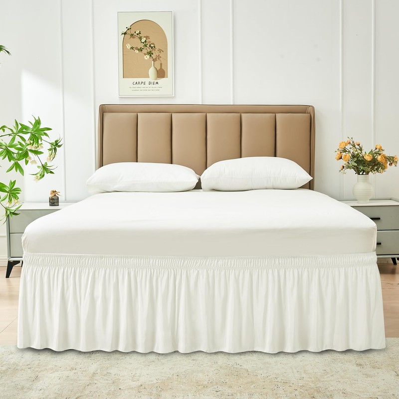 Biscaynebay Wrap Around Bed Skirts for Queen Beds with Short