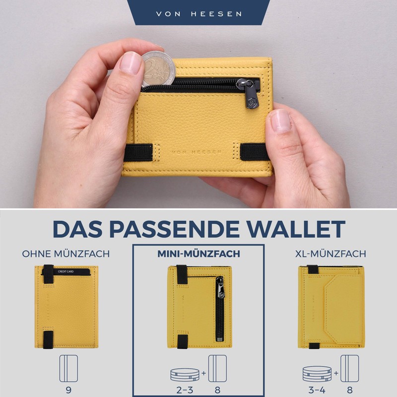 VON HEESEN Slim Wallet with RFID Protection - Mini Wallet