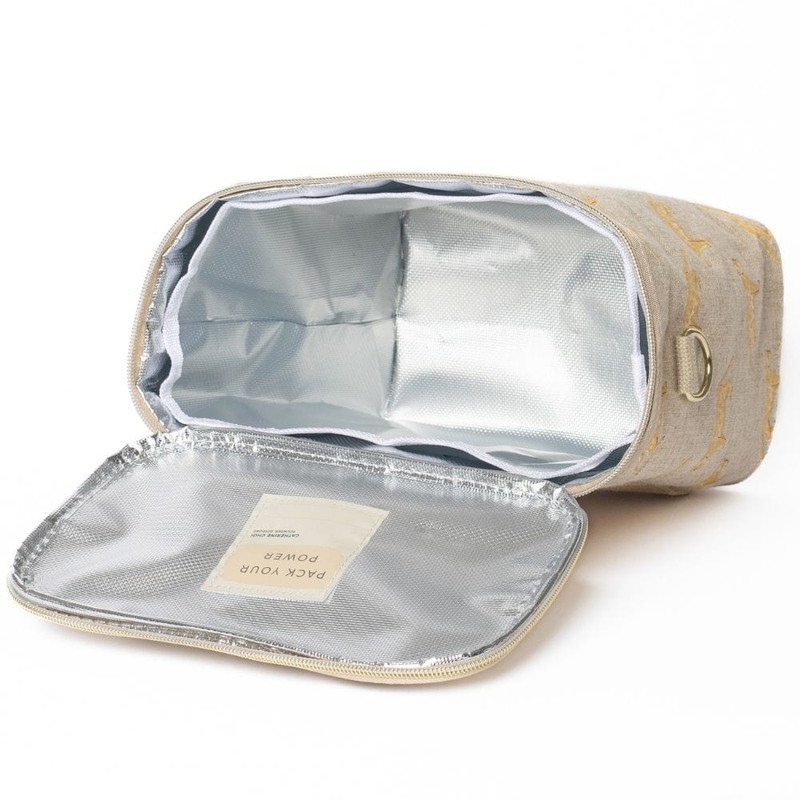 SoYoung Large Linen Insulated Lunch Poche, Pinstripe Heather Grey