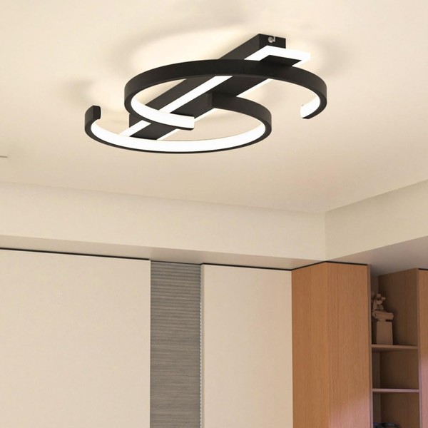 YCMGEAD LED Ceiling Light 2 Rings Black Modern Ceiling lamp
