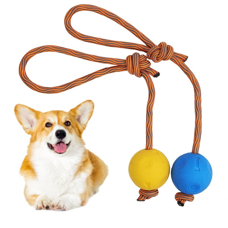 Dog Ball with String, Pack of 2 Throwing Balls with